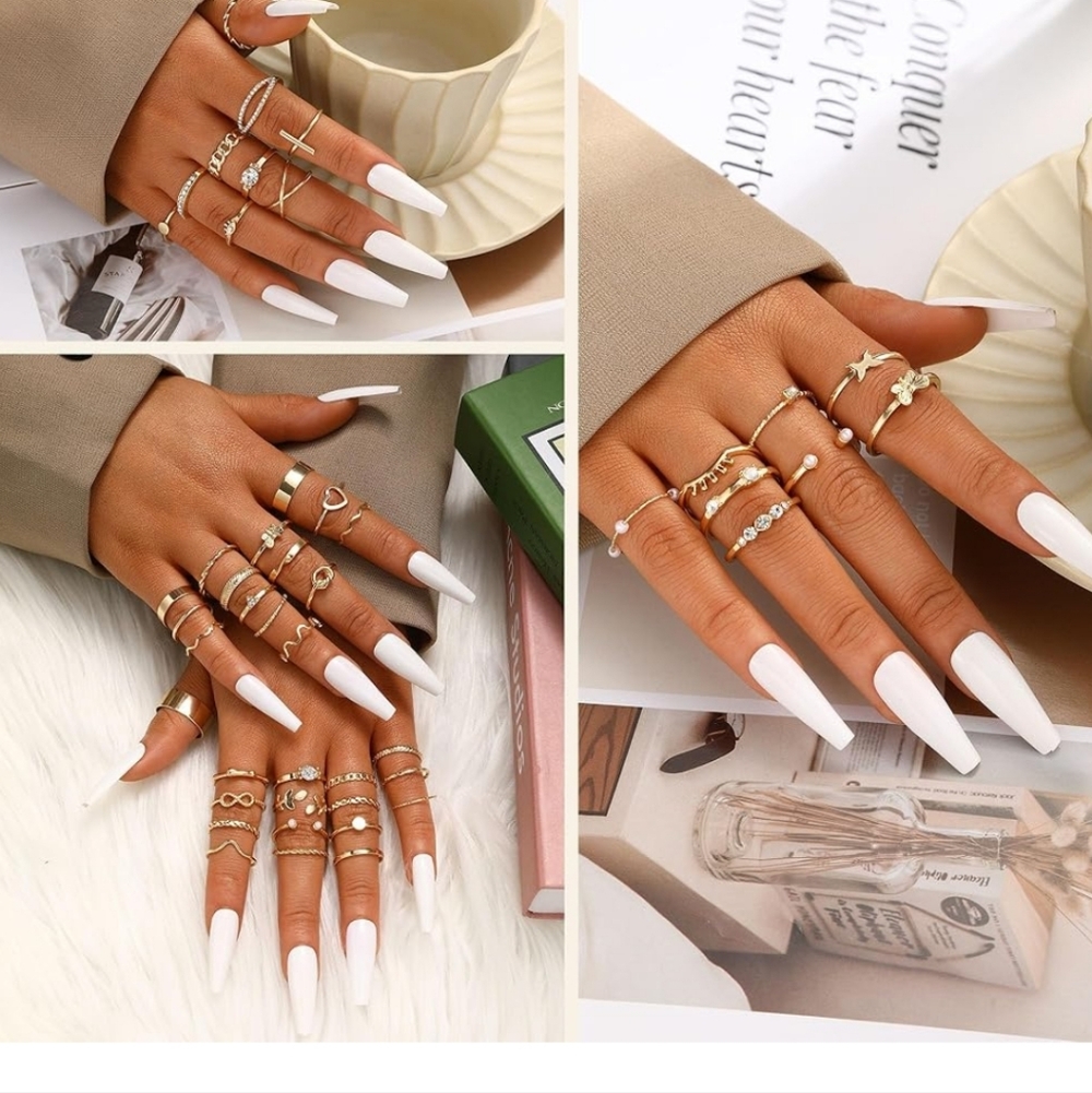 Gold Women's Ring Set - Elegant Stackable Fashion… - image 2